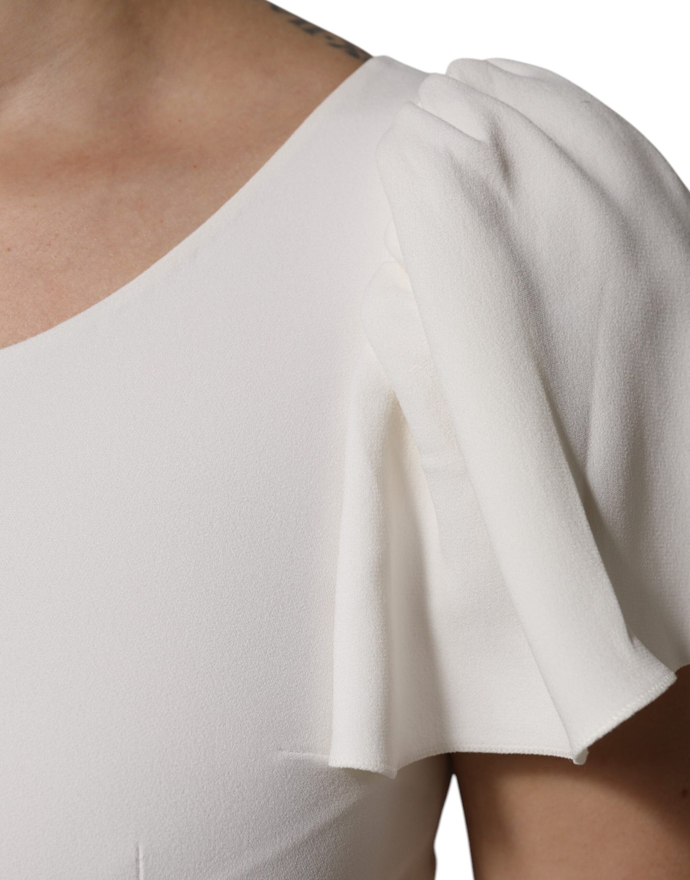 Dolce & Gabbana Weißes Viskose-Rundhals-Top mit kurzen Ärmeln