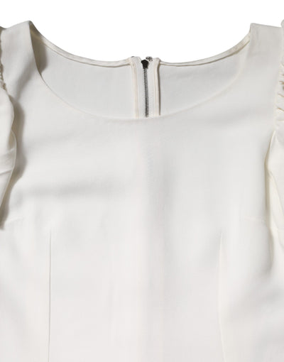Dolce & Gabbana Weißes Viskose-Rundhals-Top mit kurzen Ärmeln