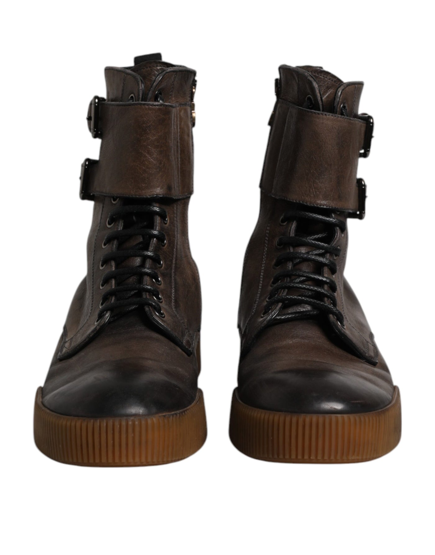Dolce & Gabbana Braune Pferdeleder Mid Calf Stiefel Schuhe