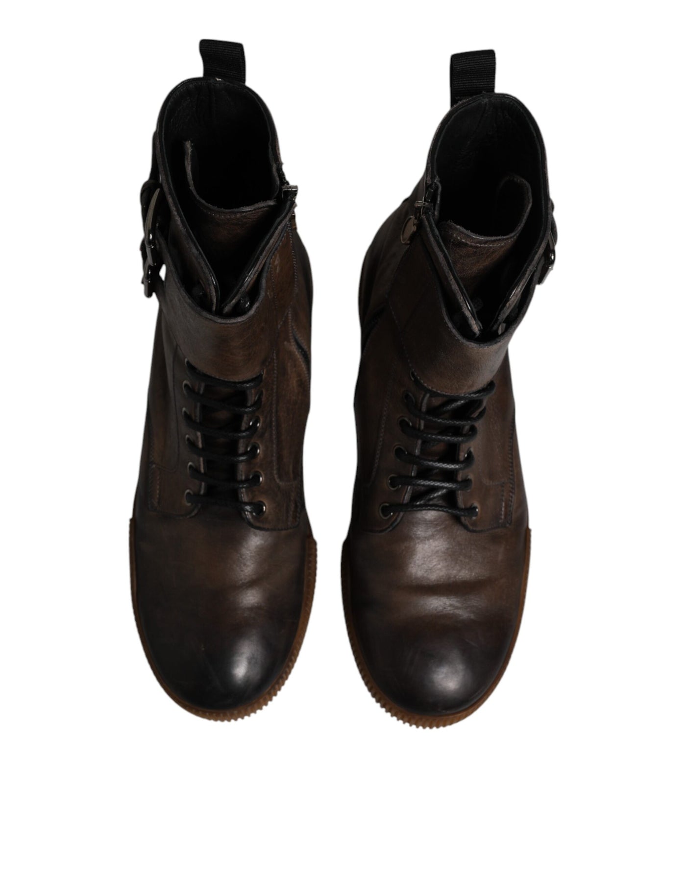 Dolce & Gabbana Braune Pferdeleder Mid Calf Stiefel Schuhe