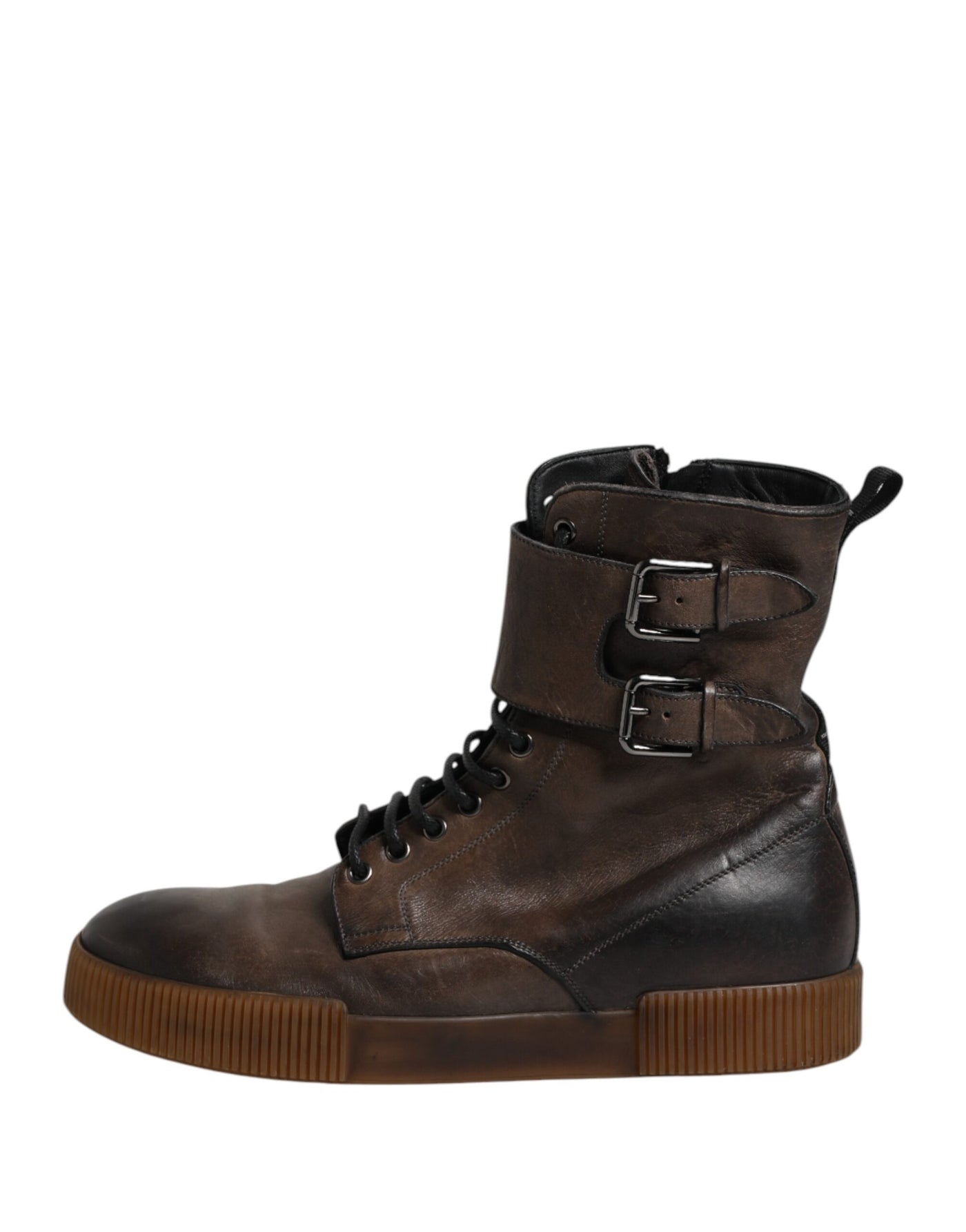Dolce & Gabbana Braune Pferdeleder Mid Calf Stiefel Schuhe