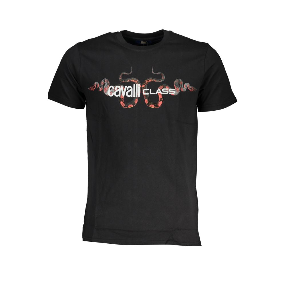 Cavalli Class Schwarzes T-Shirt aus Baumwolle
