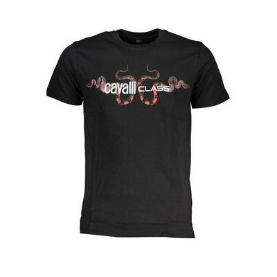 Cavalli Class Schwarzes T-Shirt aus Baumwolle