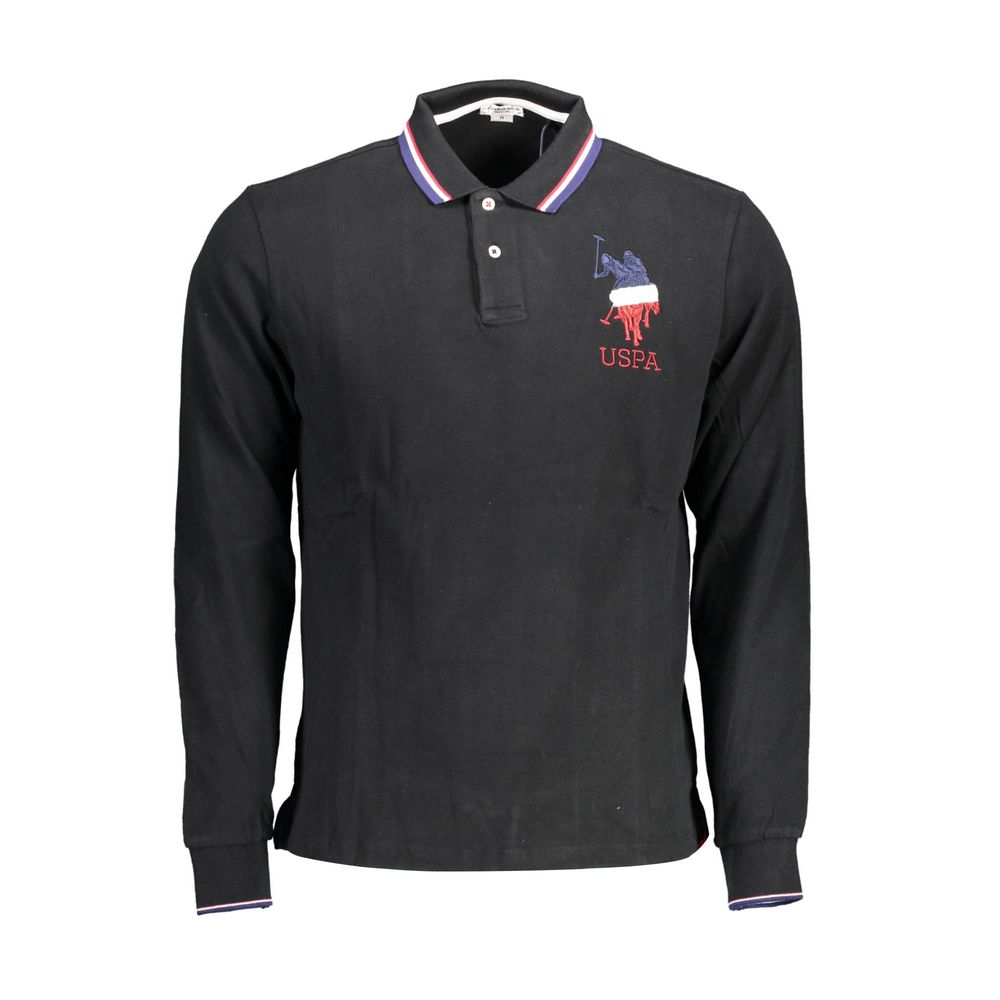 U.S. POLO ASSN. Schwarzes Baumwoll-Poloshirt für Männer