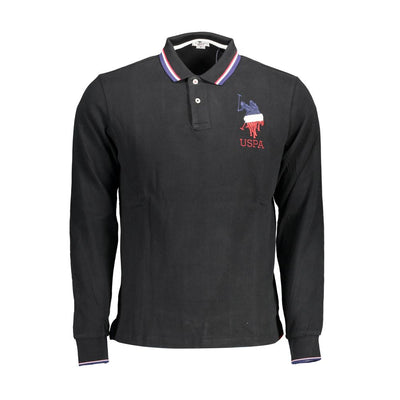U.S. POLO ASSN. Schwarzes Baumwoll-Poloshirt für Männer