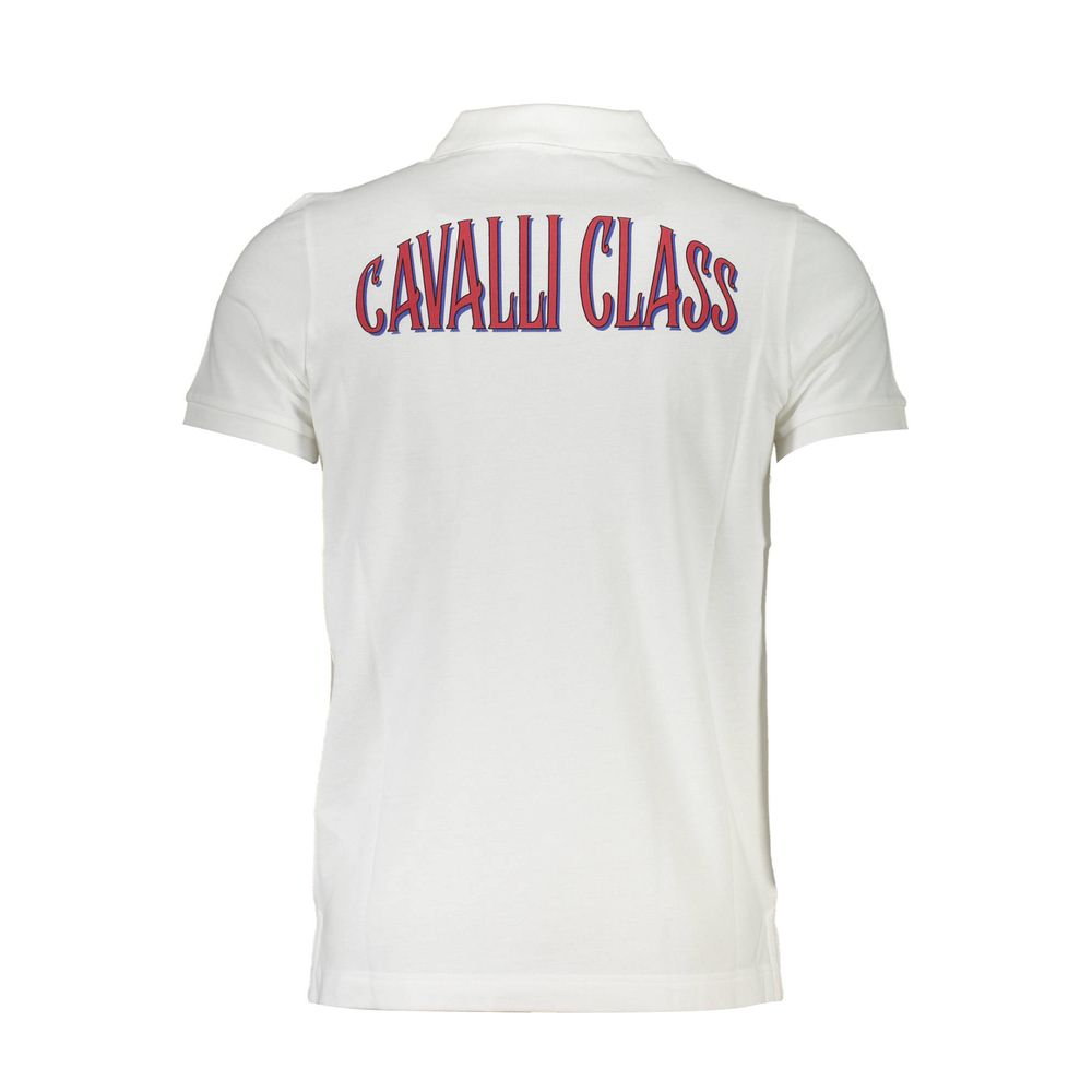Cavalli Class Weißes Baumwoll-Poloshirt für Männer