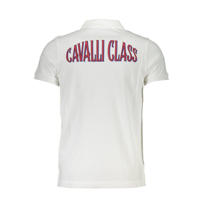 Cavalli Class Weißes Baumwoll-Poloshirt für Männer