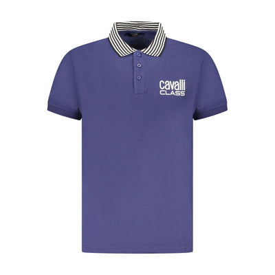 Cavalli Class Blaues Baumwoll-Poloshirt für Männer