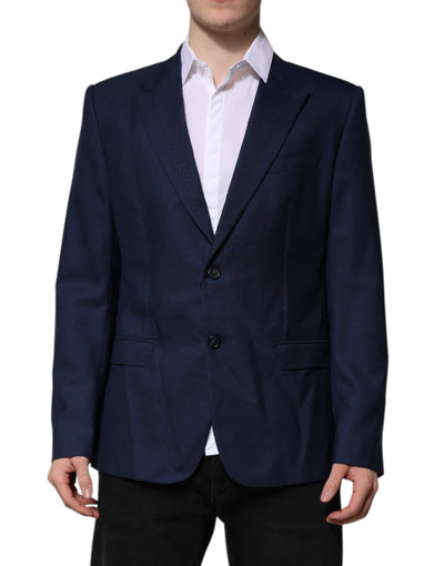 Dolce & Gabbana Blauer Wollmantel einreihig Anzug Blazer