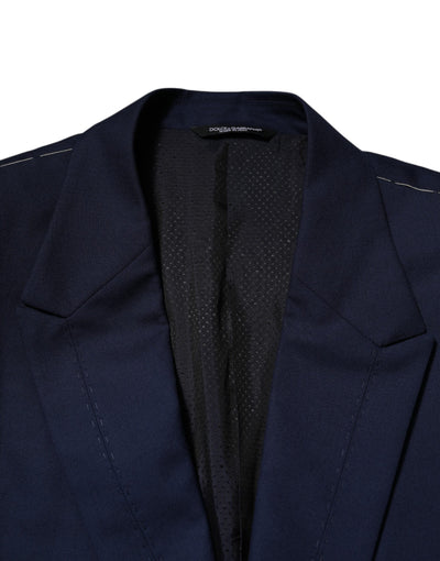 Dolce & Gabbana Blauer Wollmantel einreihig Anzug Blazer