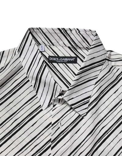 Dolce & Gabbana Weiß gestreiftes Langarmhemd für Männer Formales Hemd