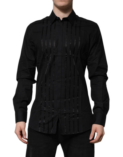 Dolce & Gabbana Schwarz GOLD Lange Ärmel Männer Formal Dress Shirt
