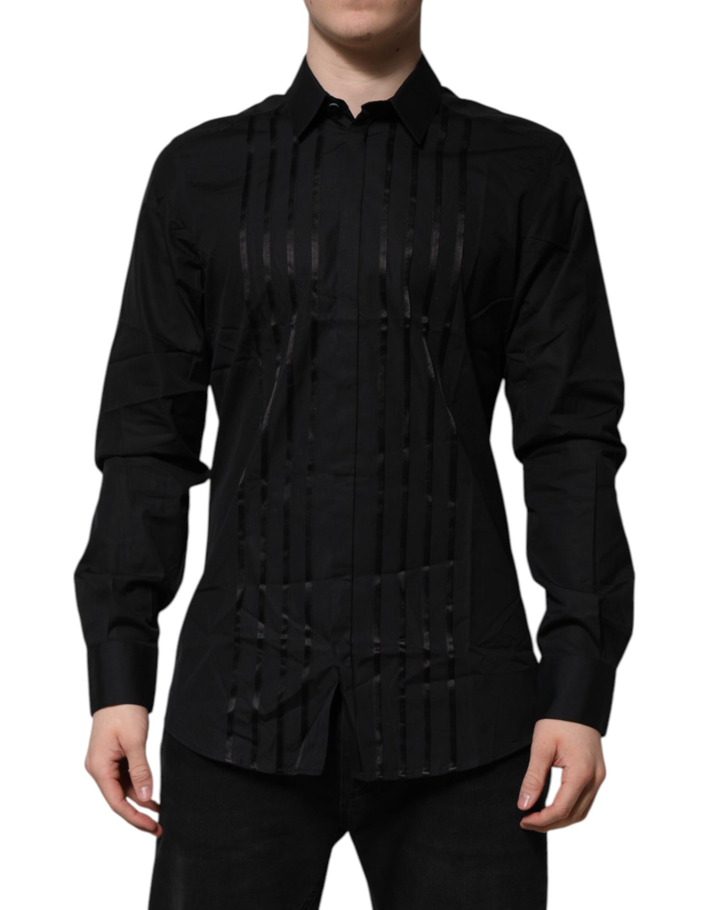 Dolce & Gabbana Schwarz GOLD Lange Ärmel Männer Formal Dress Shirt