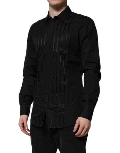 Dolce & Gabbana Schwarz GOLD Lange Ärmel Männer Formal Dress Shirt