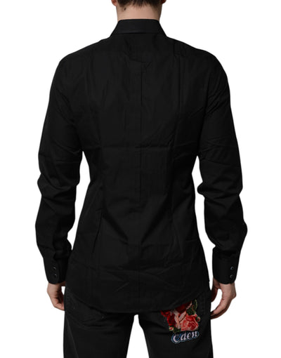Dolce & Gabbana Schwarz GOLD Lange Ärmel Männer Formal Dress Shirt