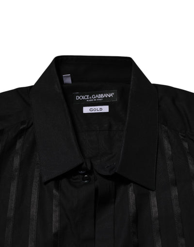 Dolce & Gabbana Schwarz GOLD Lange Ärmel Männer Formal Dress Shirt
