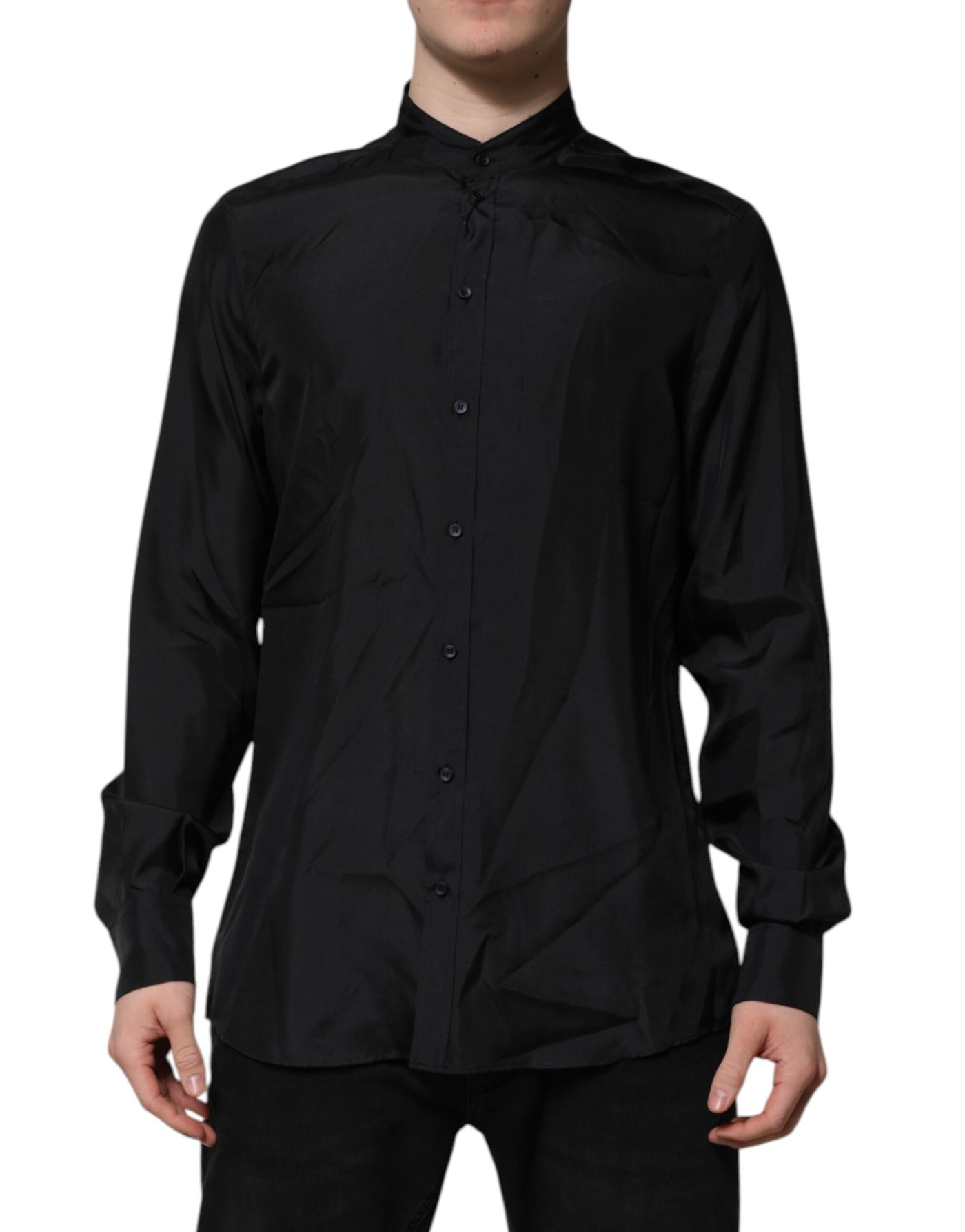 Dolce & Gabbana Dunkelblaues Seidenhemd MARTINI Formales Herrenhemd