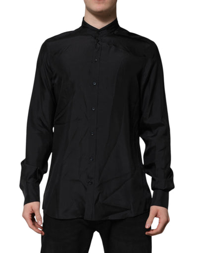 Dolce & Gabbana Dunkelblaues Seidenhemd MARTINI Formales Herrenhemd