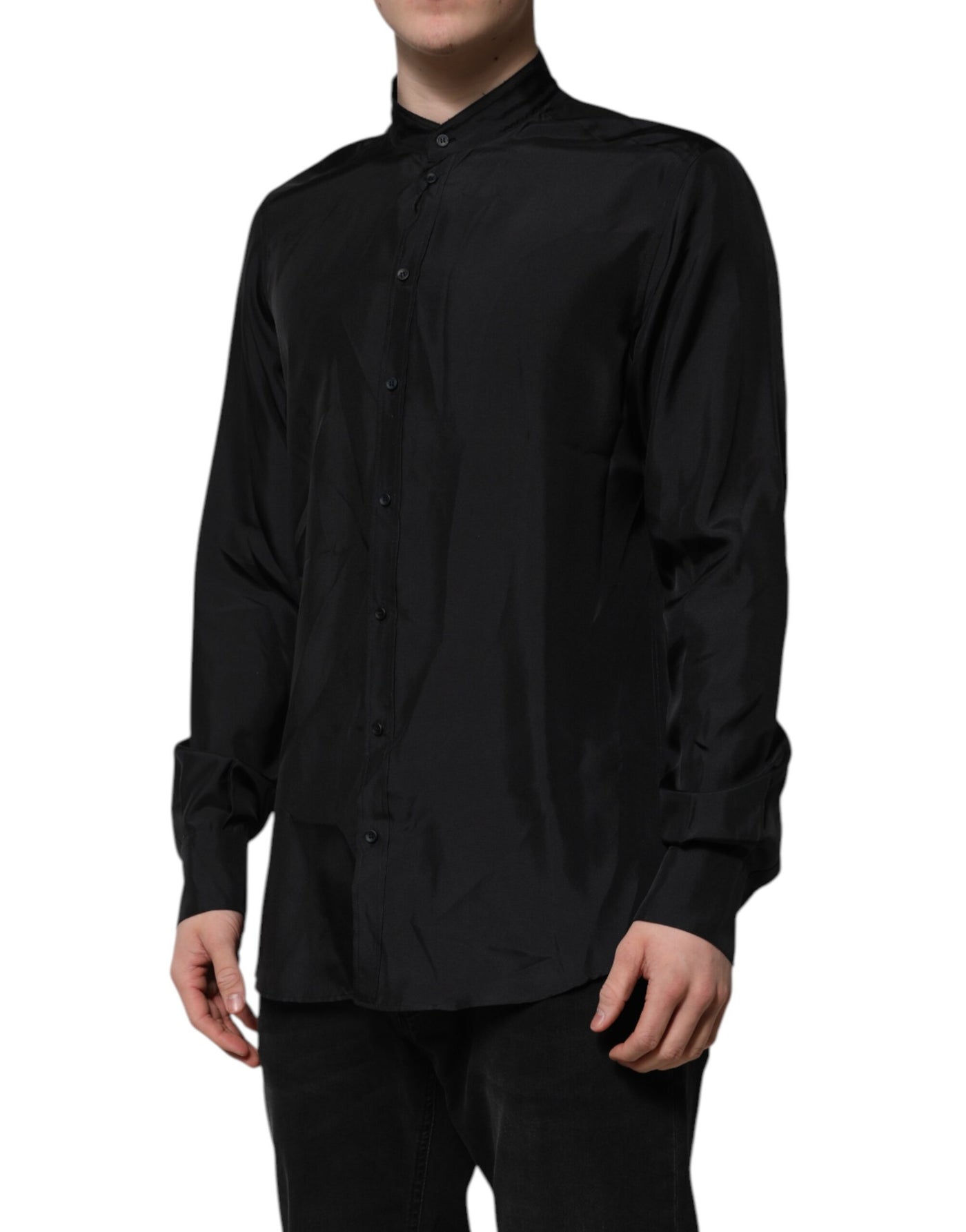 Dolce & Gabbana Dunkelblaues Seidenhemd MARTINI Formales Herrenhemd