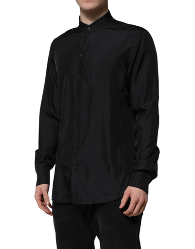 Dolce & Gabbana Dunkelblaues Seidenhemd MARTINI Formales Herrenhemd