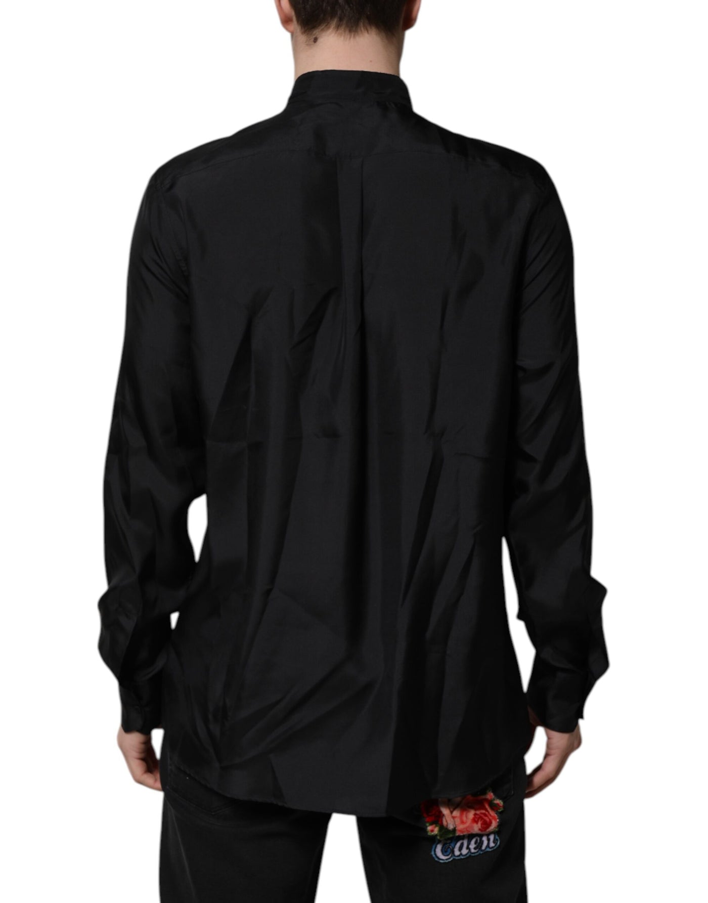 Dolce & Gabbana Dunkelblaues Seidenhemd MARTINI Formales Herrenhemd