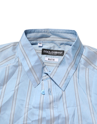 Dolce & Gabbana Blau gestreiftes MARTINI Langärmeliges Hemd