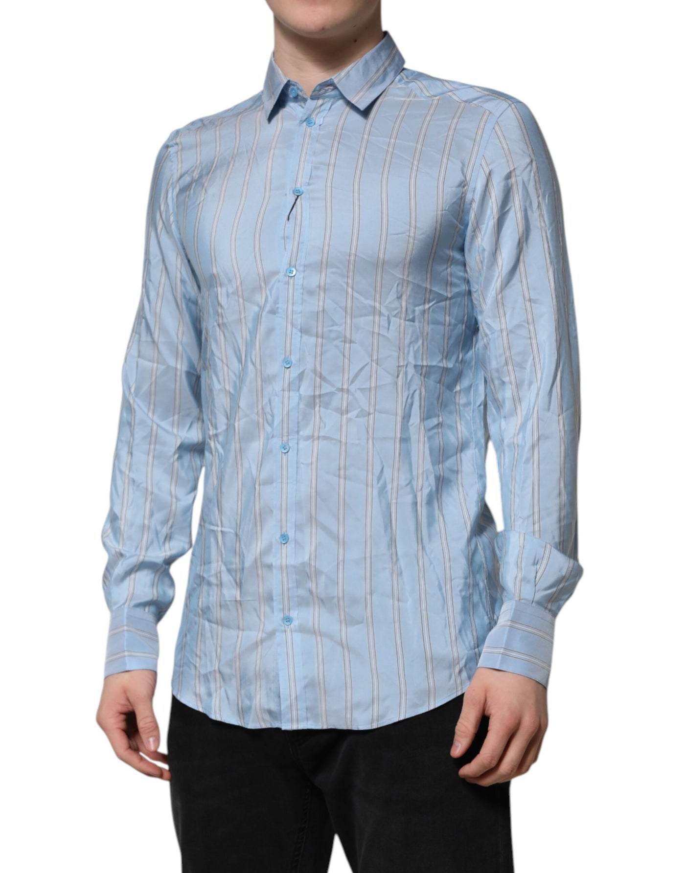 Dolce & Gabbana Blau gestreiftes MARTINI Langarmhemd