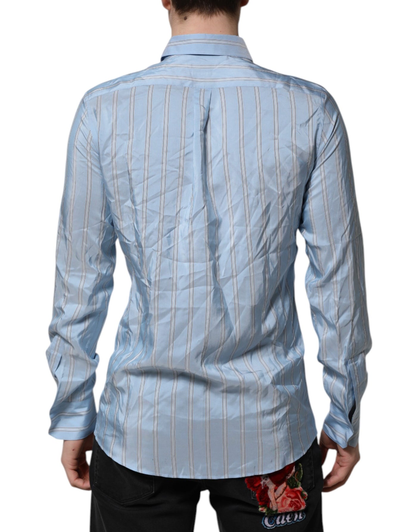 Dolce & Gabbana Blau gestreiftes MARTINI Langarmhemd