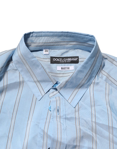Dolce & Gabbana Blau gestreiftes MARTINI Langarmhemd