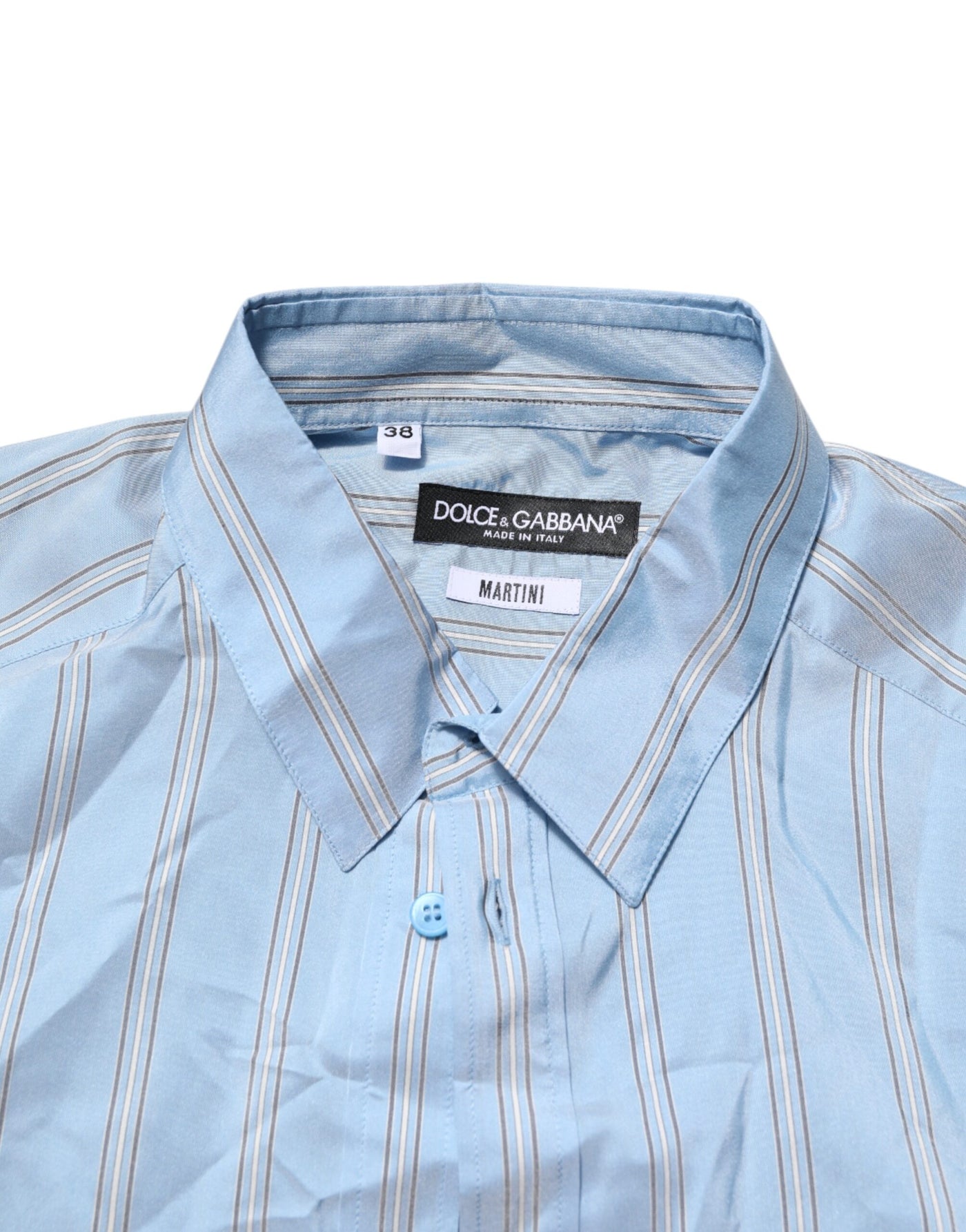 Dolce & Gabbana Blau gestreiftes MARTINI Langärmeliges Hemd