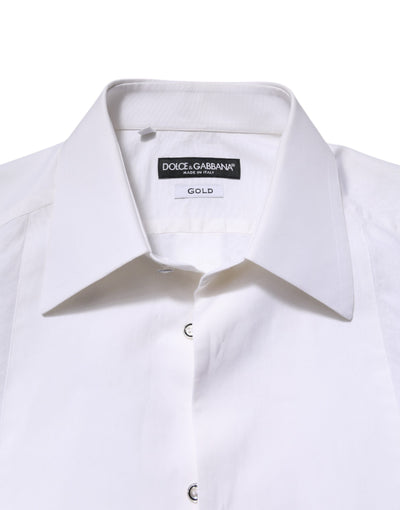 Dolce & Gabbana Weißes Baumwollhemd GOLD mit langen Ärmeln