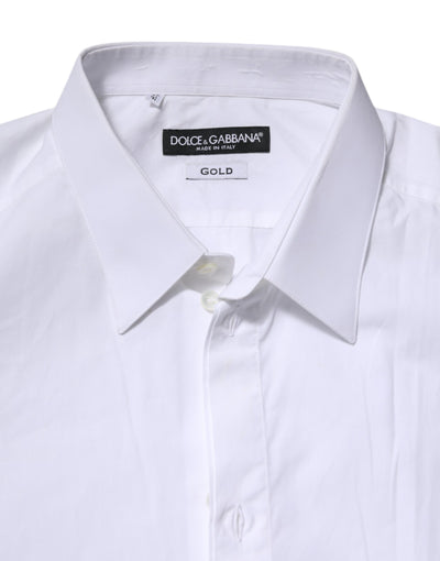 Dolce & Gabbana Weißes Baumwollhemd GOLD mit langen Ärmeln