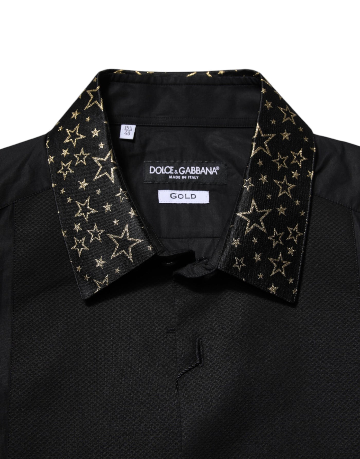 Dolce & Gabbana Schwarzes Baumwollhemd GOLD mit langen Ärmeln
