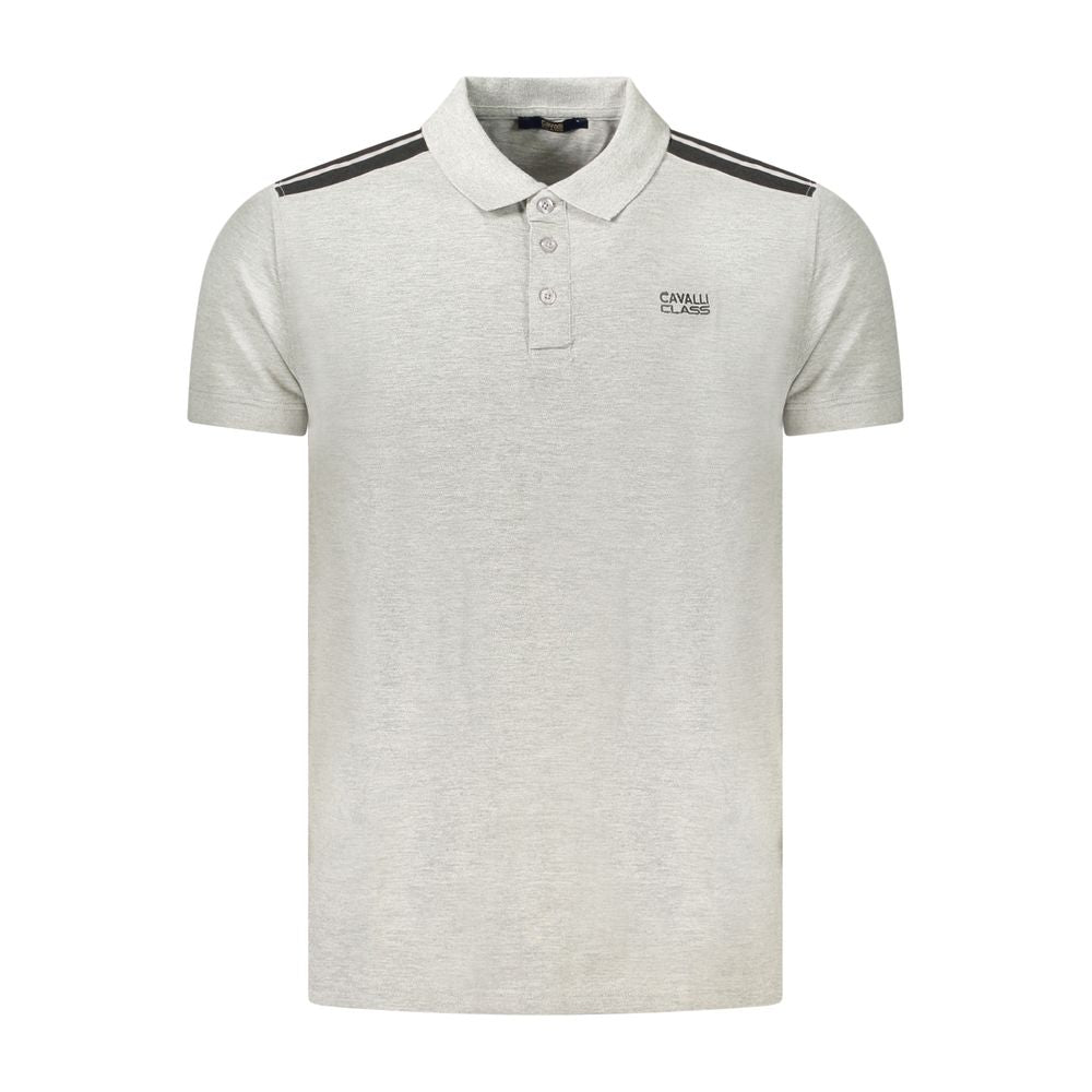 Cavalli Class Graues Baumwoll-Poloshirt