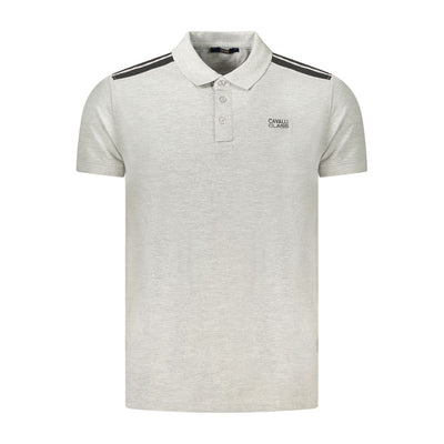 Cavalli Class Graues Baumwoll-Poloshirt