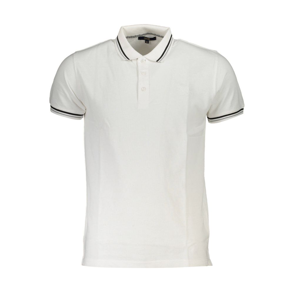 Cavalli Class Weißes Baumwoll-Poloshirt für Männer