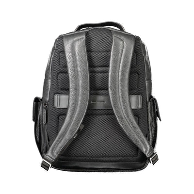 Piquadro Schwarzer Leder-Rucksack für Männer
