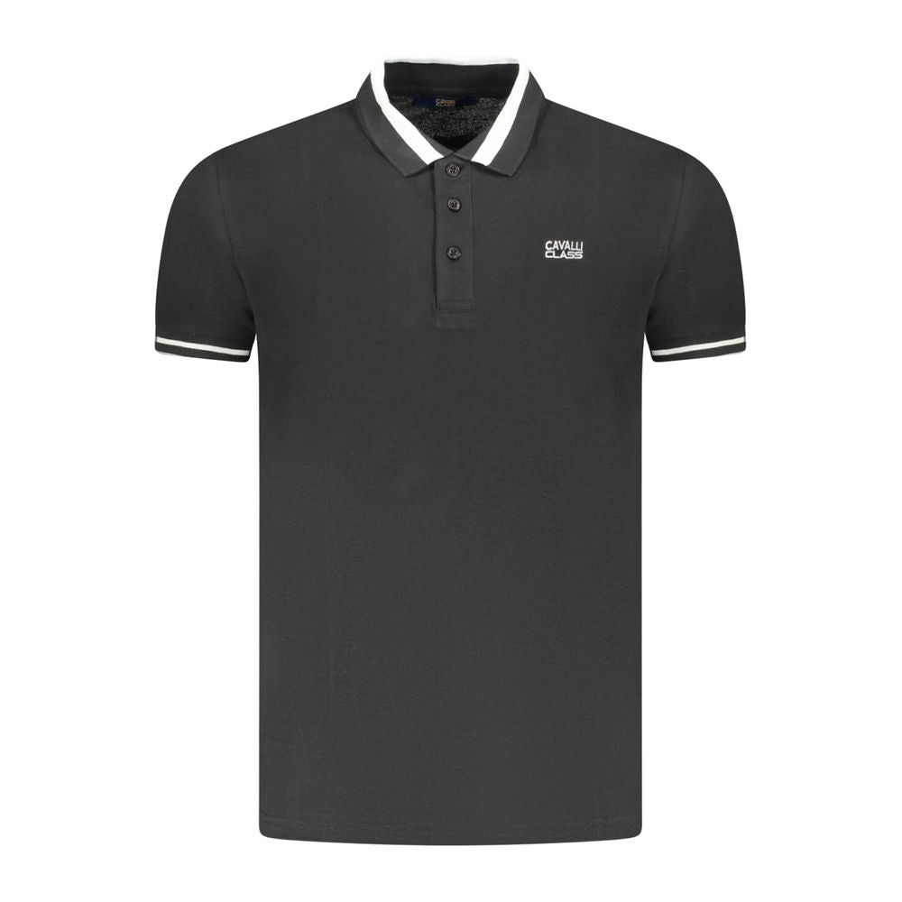 Cavalli Class Schwarzes Baumwoll-Poloshirt für Männer