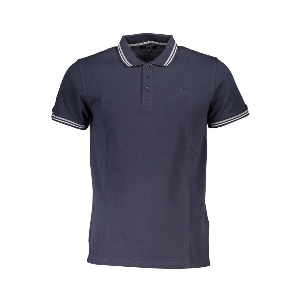 Cavalli Class Blaues Baumwoll-Poloshirt für Männer