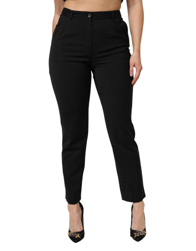 Dolce & Gabbana Schwarze hochtaillierte STAFF-Hose mit verjüngter Form