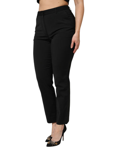Dolce & Gabbana Schwarze hochtaillierte STAFF-Hose mit verjüngter Form