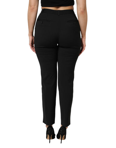 Dolce & Gabbana Schwarze hochtaillierte STAFF-Hose mit verjüngter Form