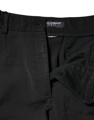 Dolce & Gabbana Schwarze hochtaillierte STAFF-Hose mit verjüngter Form