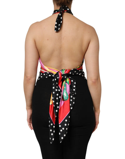 Dolce & Gabbana Multicolor Halter Party Abend Cropped Top