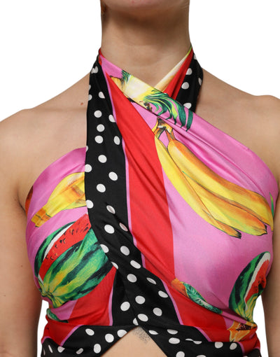 Dolce & Gabbana Multicolor Halter Party Abend Cropped Top