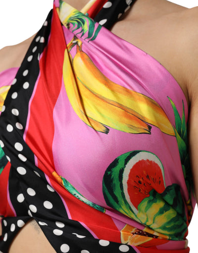 Dolce & Gabbana Multicolor Halter Party Abend Cropped Top