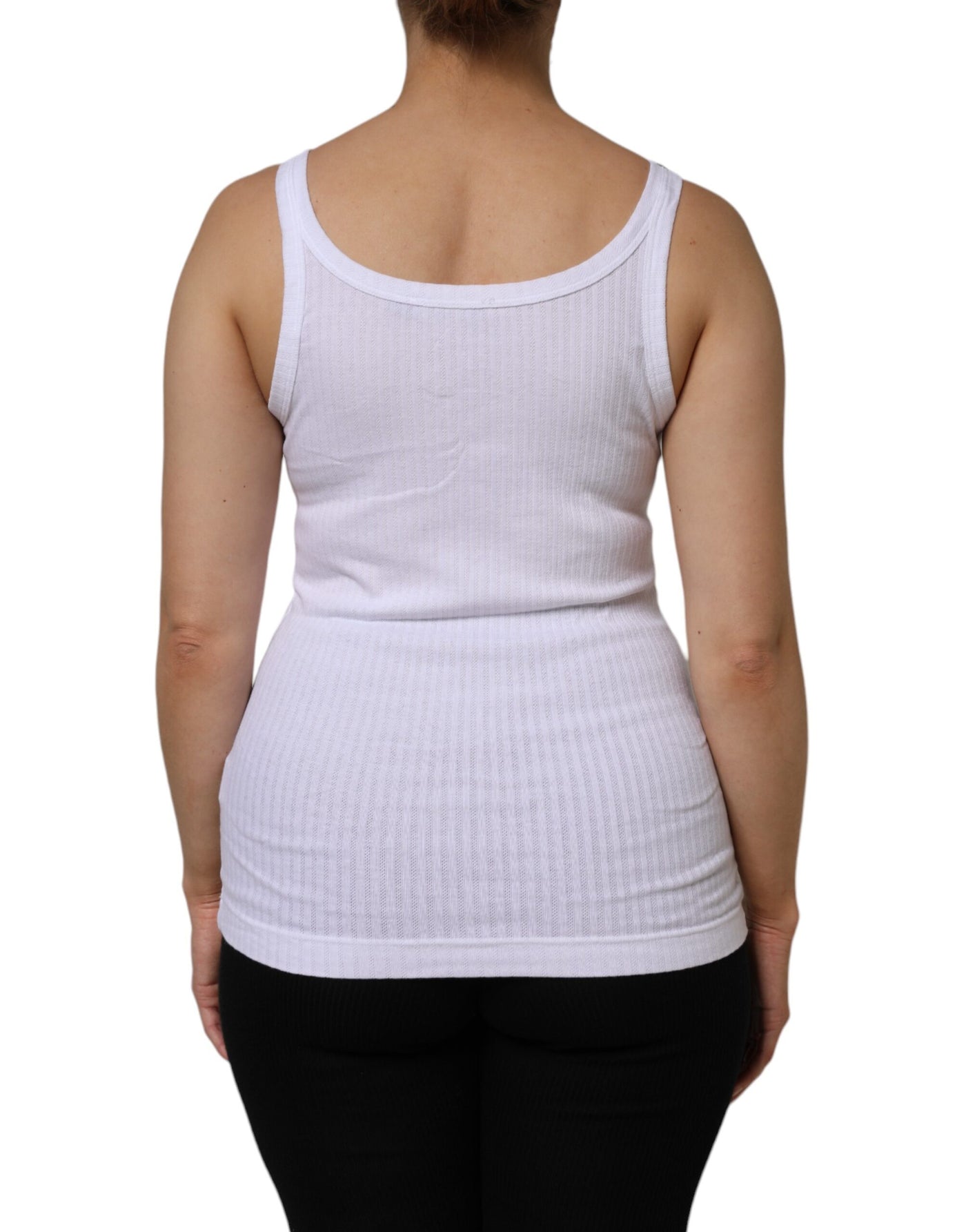 Dolce & Gabbana Weißes ärmelloses Baumwoll-Rundhals-Tanktop