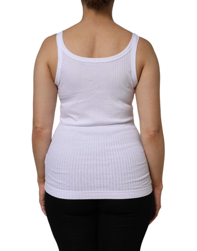 Dolce & Gabbana Weißes ärmelloses Baumwoll-Rundhals-Tanktop