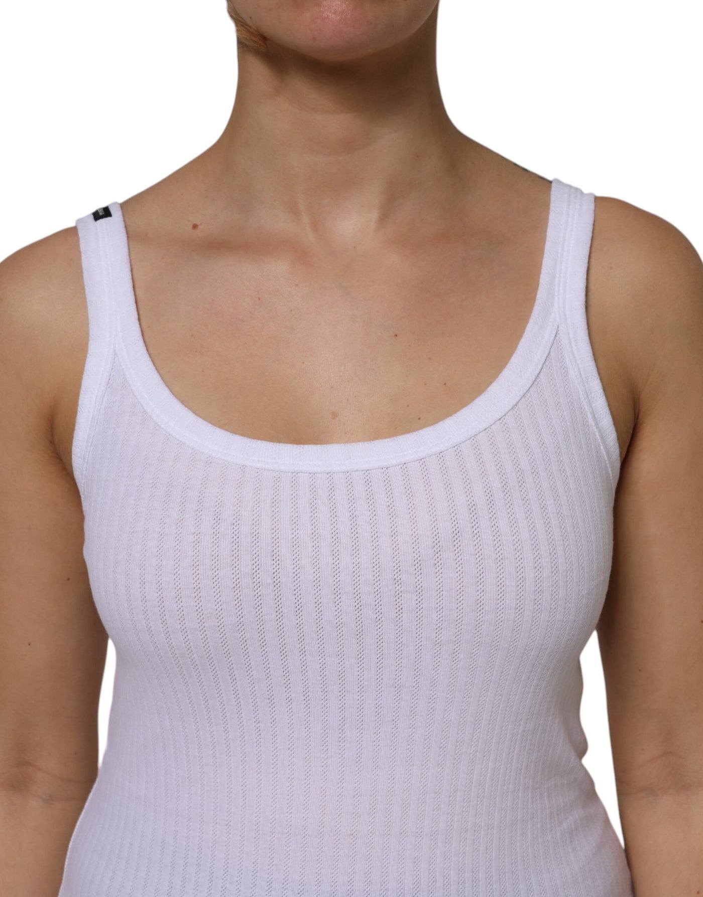 Dolce & Gabbana Weißes ärmelloses Baumwoll-Rundhals-Tanktop