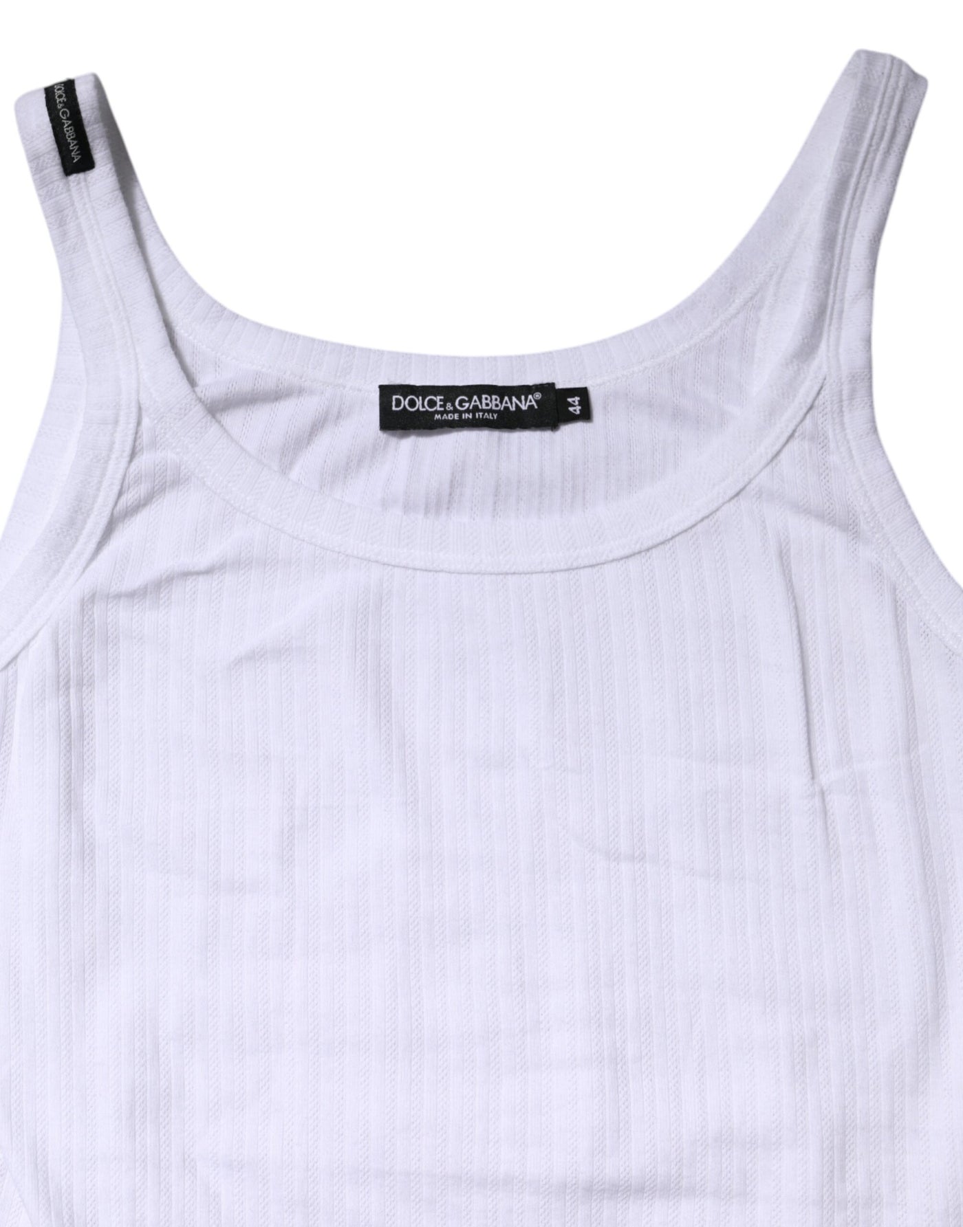 Dolce & Gabbana Weißes ärmelloses Baumwoll-Rundhals-Tanktop